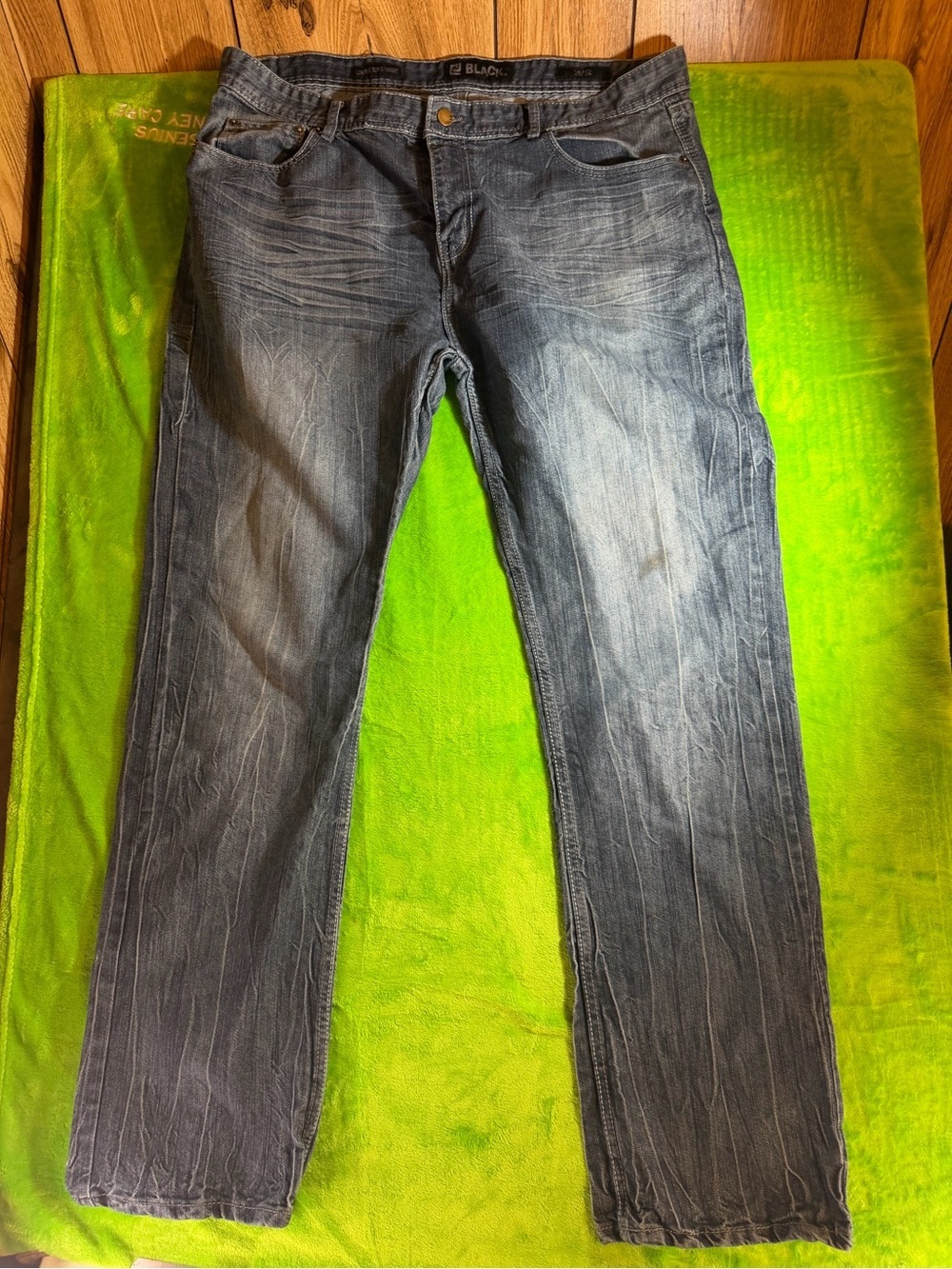 Black Washed Straight Jeans by Black